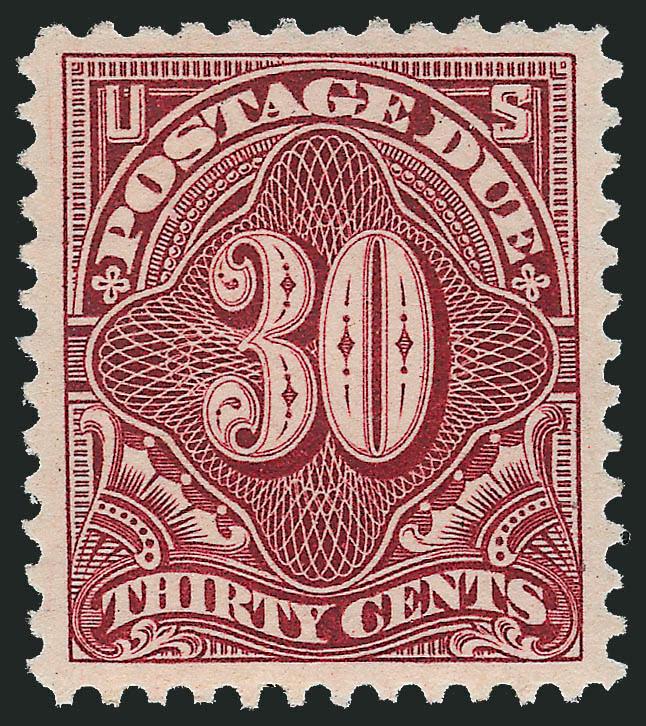 30c Deep Claret (J43).> Original gum, lightly hinged, beautiful margins and centering, strong color and sharp impression, Extremely Fine, with 2007 P.F. certificate (VF-XF 85), this stamp certainly has 90-95
point centering