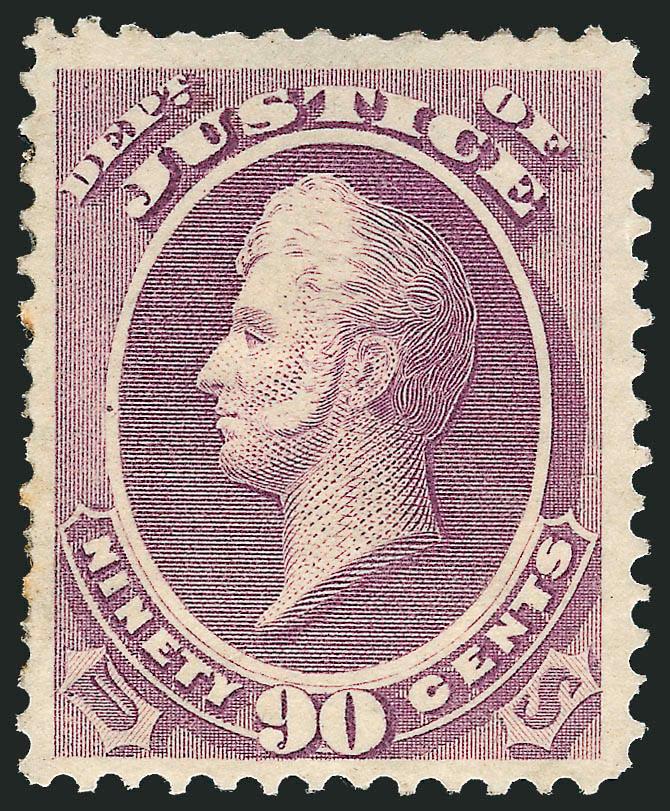90c Justice (O34).> Large part original gum, well-centered, bright color, some trivial perf nibbings, otherwise Very Fine