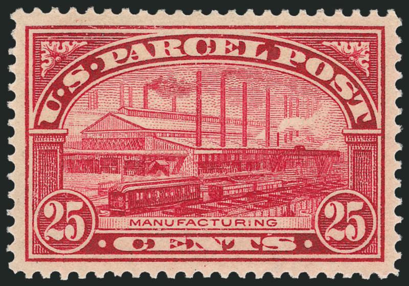 25c Parcel Post (Q9).> Lightly hinged, magnificent margins and centering, strong color and detailed impression, Extremely Fine Gem, with 2006 P.S.E. certificate (XF-Superb 95 SMQ $225.00)