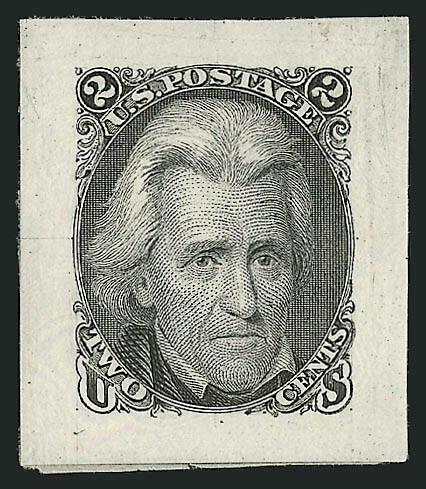 2c Black, Die II, Small Die Proof on Wove (73aP2).> On gray card backing from the Roosevelt album, large margins, Very Fine, only 85 were produced