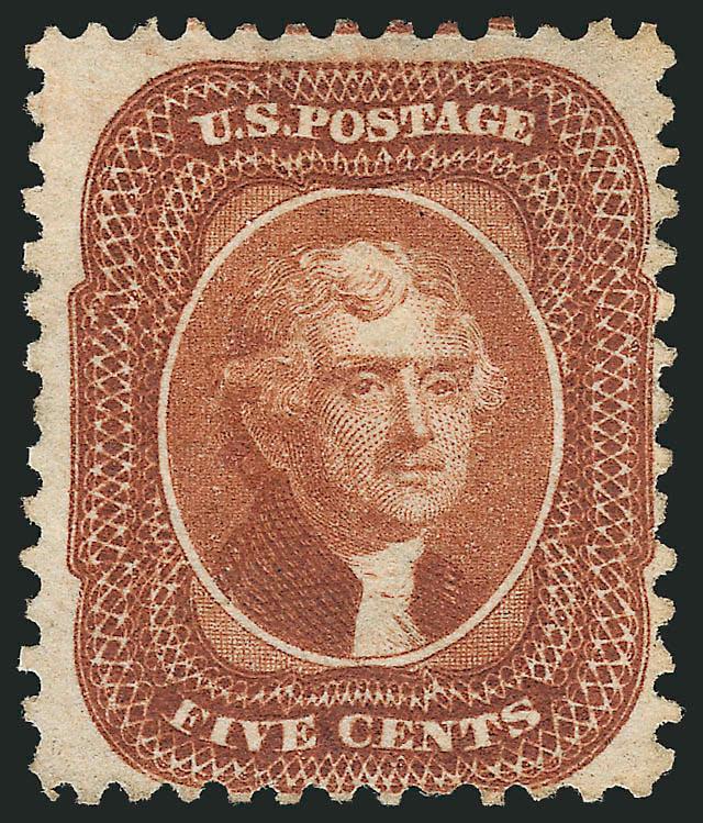5c Orange Brown, Reprint (42).> Without gum as issued, slightly off-center as usual, Fine, with 2007 P.S.E. certificate