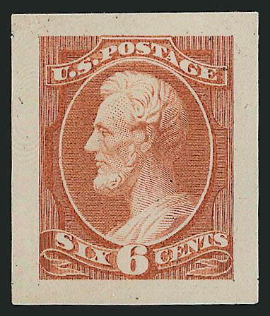 6c Rose, Panama-Pacific Small Die Proof on Wove (208P2a).> Rich color as issued, few black ink specks on back and at top, otherwise Very Fine, rare, only 3-5 were produced, ex Brazer