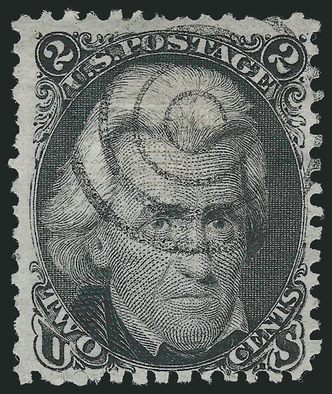 2c Black, D. Grill (84).> Clearly-defined grill, intense shade on bright paper, neat strike of target cancel, few short perfs at left, otherwise Fine, owners backstamp