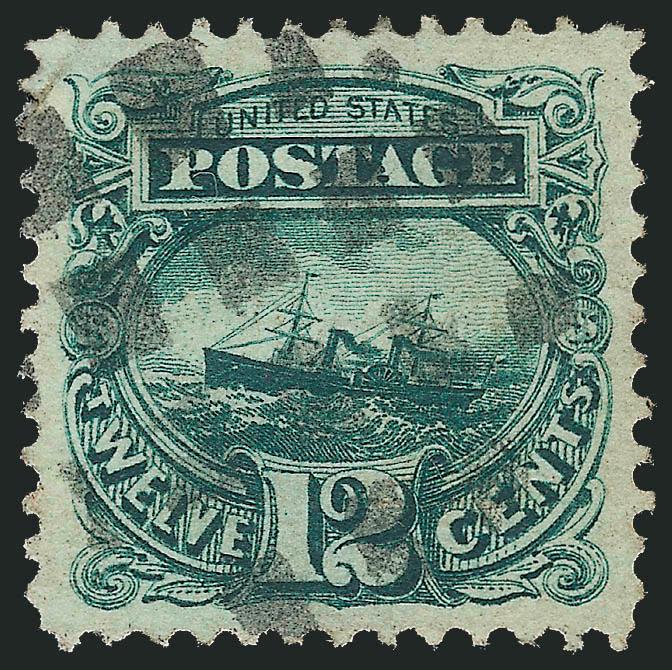 12c Green (117).> Deep rich color and sharp proof-like impression, almost perfectly centered with wide margins all around, unobtrusive segmented cork cancel, Extremely Fine Gem, a superb stamp in every respect,
with 2007 P.S.E. certificate (XF-Superb