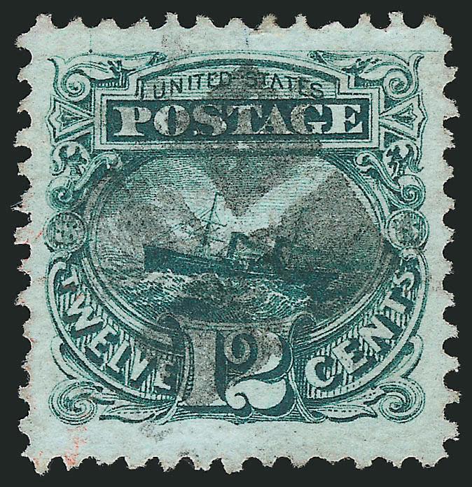 12c Green (117).> Magnificent Jumbo margins and incredible centering, rich color, neat quartered square cancel, Extremely Fine, with 2007 P.S.E. certificate (XF 90 Jumbo SMQ $405.00 as 90, $1,100.00 as
95)