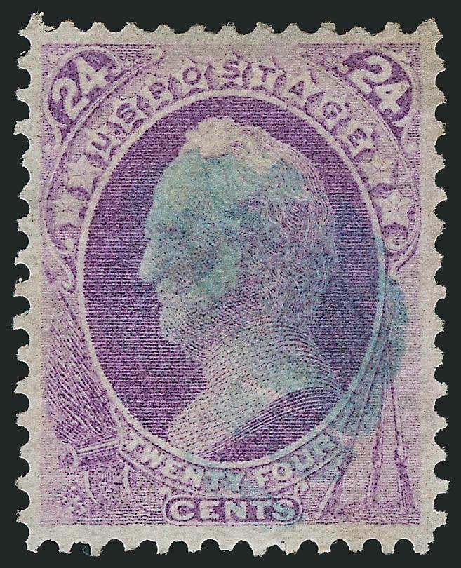 24c Purple (153).> Beautifully centered, strong color with an attractive <blue cork> cancel, Very Fine and choice, with 2007 P.S.E. certificate (VF-XF 85 SMQ $265.00)