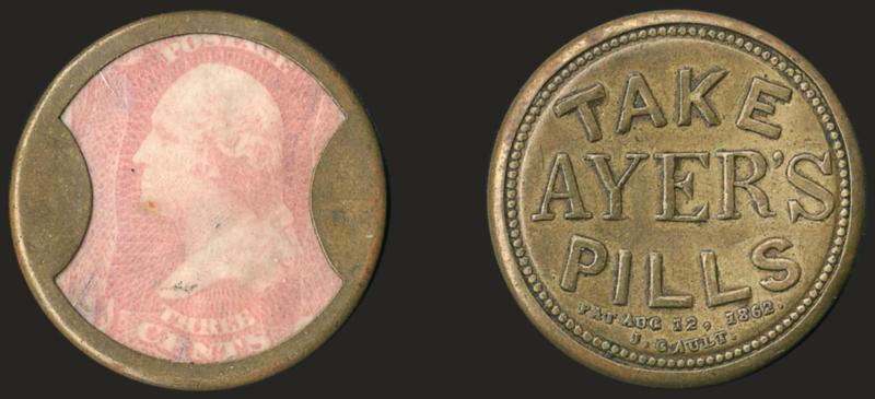 Take Ayers Pills, 3c Rose (EP9).> Bright stamp color, tiny mica flaw, Very Fine