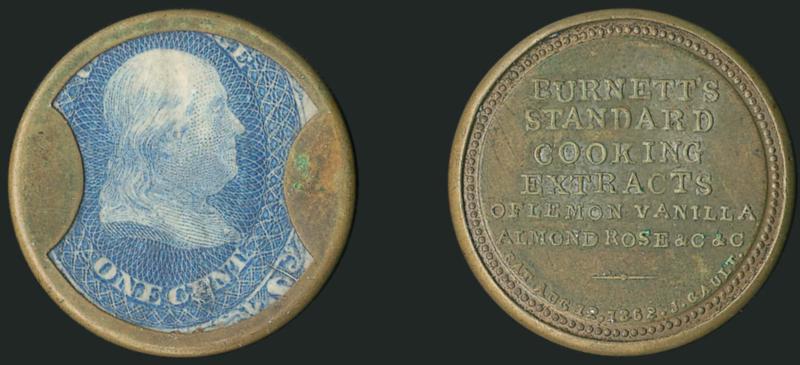 Burnetts Standard Cooking Extracts, 1c Blue (EP52).> Minor wrinkling and soiling, small mica fault at bottom, Very Fine