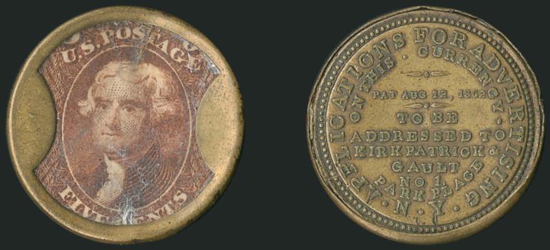 Kirkpatrick & Gault, New York, 5c Red Brown (EP115).> Some defects affecting stamp, mica and case, reasonably attractive, with 1985 P.F. certificate