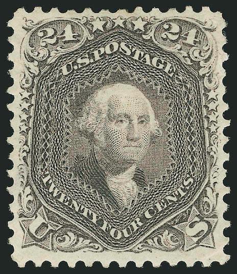 24c Deep Violet, Re-Issue (109).> Original gum, lightly hinged, deep rich color and proof-like impression, well-balanced margins<><>^VERY FINE AND CHOICE ORIGINAL-GUM EXAMPLE OF THE 24-CENT 1861
RE-ISSUE.^<><>Only 346 sold. Ex Weisman and Vineyar
