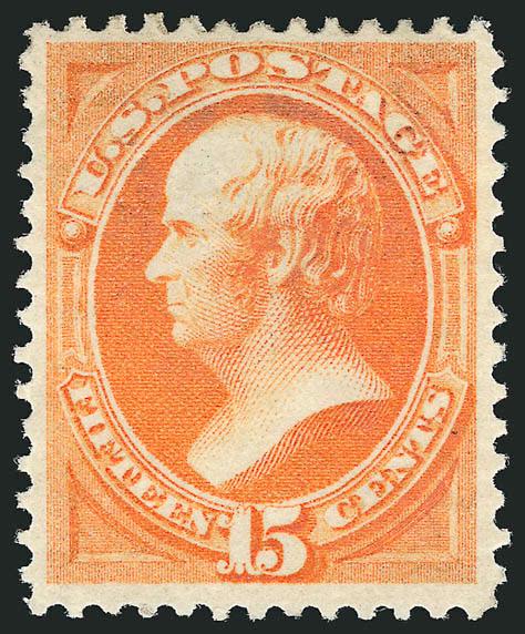 15c Bright Orange (152).> Original gum, lightly hinged, vibrant color<><>^VERY FINE ORIGINAL-GUM EXAMPLE OF THE UNGRILLED 1870 15-CENT NATIONAL BANK NOTE COMPANY ISSUE.^<><>With 1986 and 2003 P.F. and 2005
P.S.E. certificates