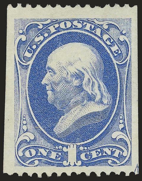 1c Ultramarine, Special Printing (167).> Without gum as issued, scissors-separated at left and natural s.e. at right with part arrow at bottom, long and full perforations at top and bottom, bright color, wide
margins<><>^EXTREMELY FINE. THE ONE-CEN