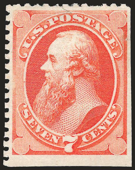7c Reddish Vermilion, Special Printing (171).> Without gum as issued, bright color, full perfs at top and left, s.e. at right and bottom but with wide margins, a few faults, accompanying certificate states
defective<><>^VERY FINE APPEARING EXAMPL
