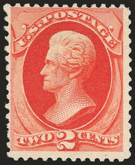 2c Scarlet Vermilion, Special Printing (203).> Without gum as issued, beautiful rich color on fresh bright paper<><>^FRESH AND FINE. THIS IS ONE OF THE RAREST OF ALL BANK NOTE SPECIAL PRINTINGS. OUR CENSUS
RECORDS ONLY 20 EXAMPLES OF THE 2-CENT SCA