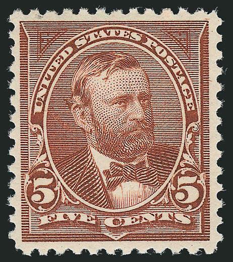 5c Chocolate (255).> Mint N.H., radiant color, long and full perforations all around, well-balanced margins, Extremely Fine, a beautiful stamp, with 2000 P.F. certificate