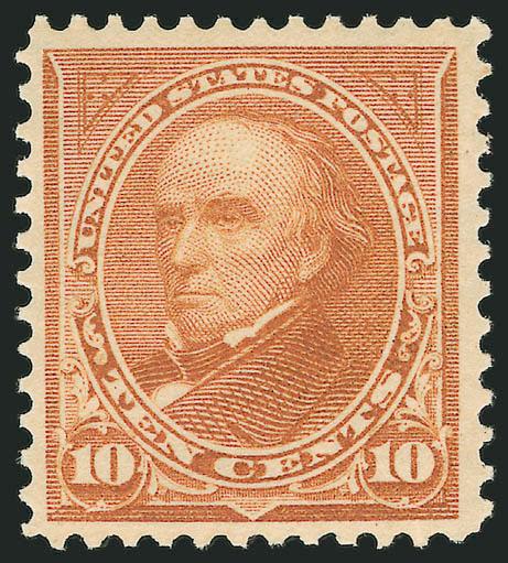 10c Orange Brown, Ty. II (283).> Mint N.H., well-centered, bright color, post-office fresh, Very Fine and choice, with 1992 P.S.E. and 2004 P.F. certificates