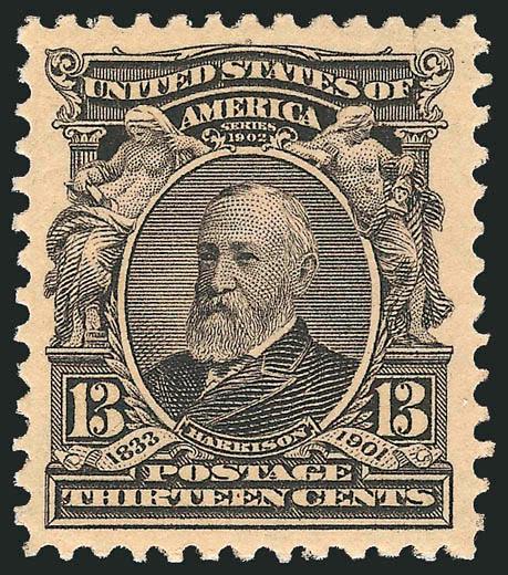 13c Purple Black (308).> Mint N.H., deep rich color and proof-like impression, almost perfectly centered, Extremely Fine, a superb stamp in every respect, with 1995 P.F. certificate for block