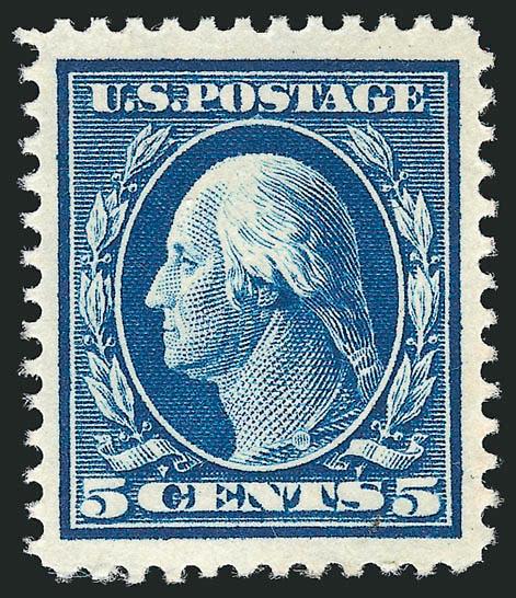5c Blue (378).> Mint N.H., deep rich color on bright paper, choice centering with unusually wide margins, Extremely Fine Gem, with 2001 P.F. certificate for block of four