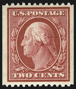 1c Green, 2c Carmine, Coils (385, 386).> Mint N.H., rich colors, both have unusually choice centering, Extremely Fine, with 1992 and 2001 P.F. certificates respectively
