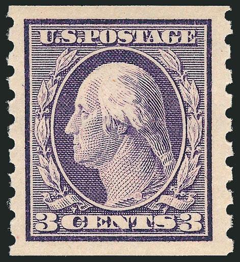 3c Deep Violet, Coil (394).> Mint N.H., brilliant color on bright paper, Jumbo margins, Extremely Fine Gem, a huge stamp, with 1996 P.F. certificate