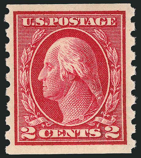 2c Carmine, Coil (413).> Mint N.H., radiant color on bright paper, wide and balanced margins, trivial natural inclusion not mentioned on accompanying certificates, Extremely Fine, with 1992 and 2004 P.F.
certificates