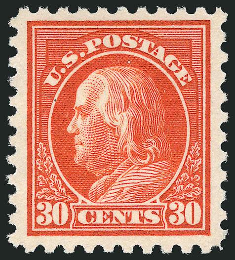 30c Orange Red (439).> Mint N.H., vibrant color on post-office fresh paper, well-proportioned margins, long and full perforations, Extremely Fine, a pretty stamp, with 2003 P.F. and 2004 P.S.E. certificates (XF
90 SMQ $1,650.00)