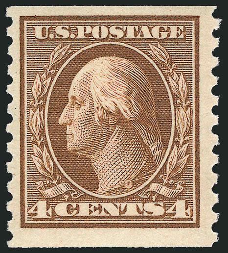 4c Brown, Coil (446).> Bright shade, barest trace of hinging, wide margins, Very Fine, with 1991 P.F. certificate for pair