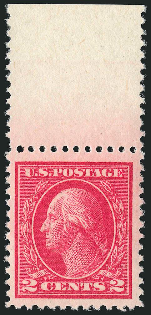 2c Deep Rose, Ty. Ia (500).> Mint N.H. with <wide selvage at top,> radiant color as bright as the day it was printed, Jumbo margins, Very Fine and choice, with 2004 P.F. certificate