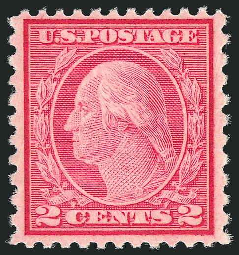 2c Carmine Rose, Ty. II, Rotary Perf 11 x 10 (539).> Mint N.H., rich color and sharp impression, wide balanced margins and choice centering<><>^EXTREMELY FINE. A CHOICE MINT NEVER-HINGED EXAMPLE OF THIS RARE
ROTARY-PRESS COIL WASTE ISSUE. AN EXCEED