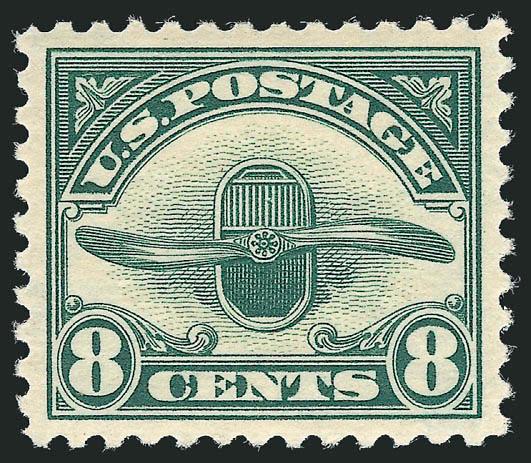 8c Dark Green, 1923 Air Post (C4).> Mint N.H., brilliant color, crisp impression, wide and balanced margins, Extremely Fine Gem, with 2006 P.S.E. certificate (XF-Superb 95 SMQ $225.00)