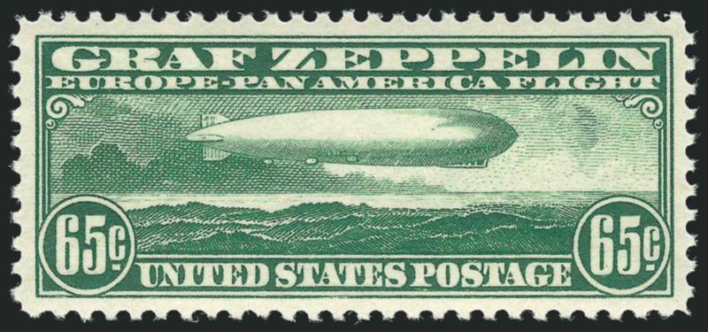 65c Graf Zeppelin (C13).> Mint N.H., rich color, essentially perfectly centered, Extremely Fine Gem, with 2006 P.S.E. certificate (XF-Superb 95 SMQ $930.00)