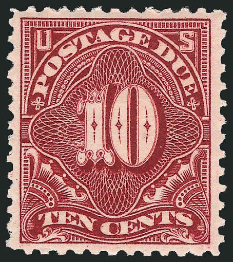 10c Deep Claret (J35).> Mint N.H., beautiful color and proof-like impression, well-proportioned margins, fresh and Extremely Fine, a pretty stamp, with 2003 P.F. certificate