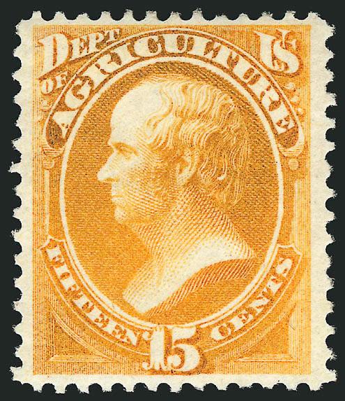 15c Agriculture (O7).> Original gum, well-proportioned margins, Very Fine, a pretty stamp, with 1997 P.S.E. certificate