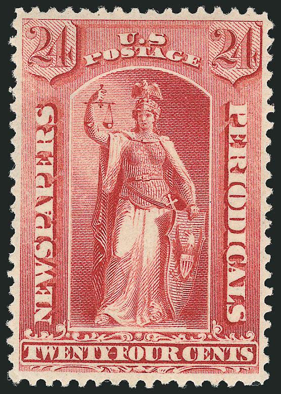24c Red, 1879 Issue (PR64).> Original gum, small h.r., rich color, crisp impression, unusually choice centering for this issue, fresh and Extremely Fine, with 2004 P.F. certificate