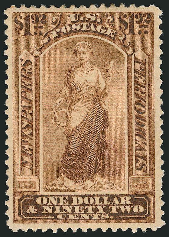 $1.92 Pale Brown, 1879 Issue (PR71).> Original gum, lightly hinged, deep rich color and detailed impression, choice centering with wide and well-balanced margins, Extremely Fine, ex Vineyard, with 1999 P.F. and
2005 P.S.E. certificates