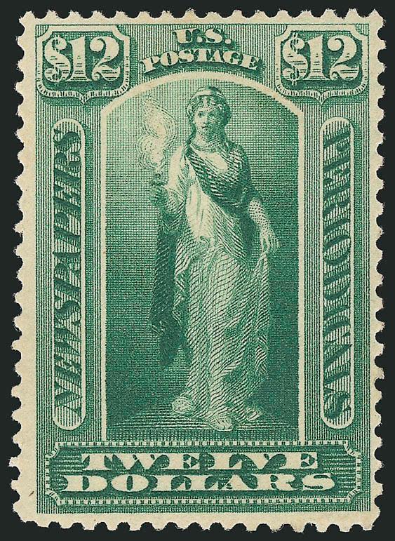 $12.00 Yellow Green, 1879 Issue (PR75).> Original gum, rich color on crisp paper, fresh and Very Fine, a pretty stamp, with 1999 P.F. certificate