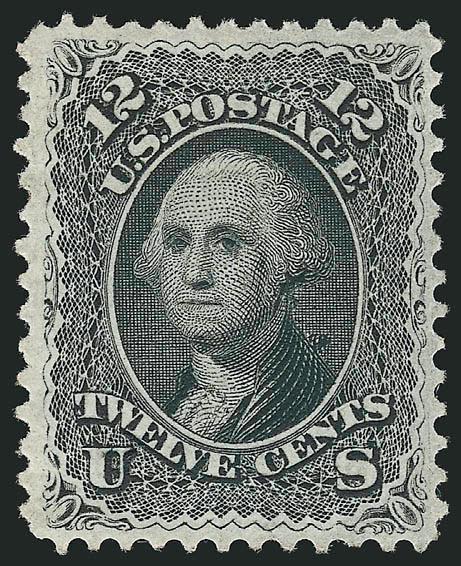 12c Black (69).> Original gum, sharp proof-like impression, well-proportioned margins<><>^EXTREMELY FINE. A BEAUTIFUL ORIGINAL-GUM EXAMPLE OF THE 12-CENT 1861 ISSUE.^<><>Knowledgeable collectors recognize and
appreciate the great rarity of well-c