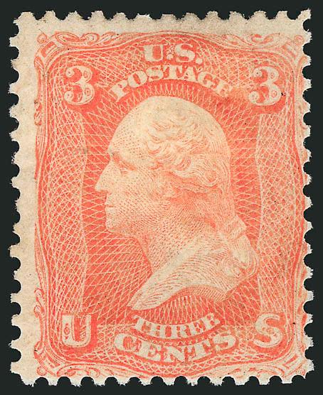 3c Scarlet (74).> Small part original gum, brilliant color, light horizontal crease, reperfed at right and bottom, Fine appearance, with 2002 P.S.E. certificate