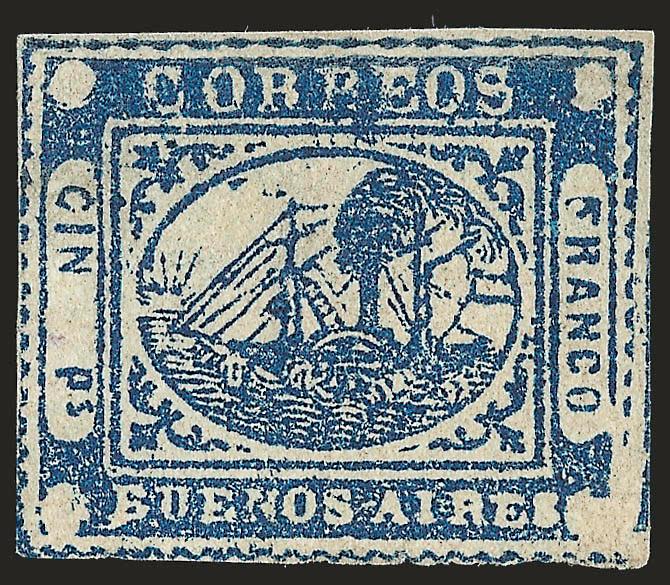 1859, 1p (In Ps) Blue, CIN Variety (7 var).> Position 15, unused (no gum), clear to large margins, diagonal crease and small thin specks, otherwise Fine, the Schatzkes collection (Stanley Gibbons Oct. 5, 1973
sale, lot 27) had another example of