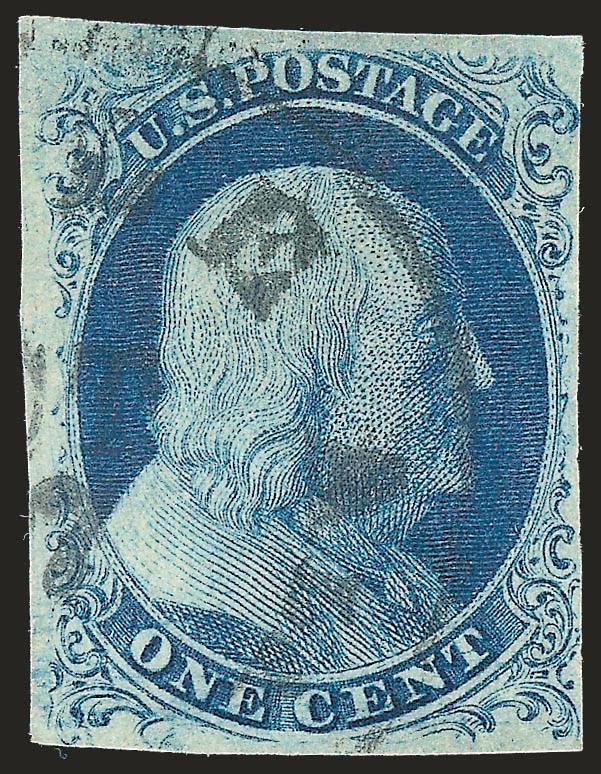 1c Blue, Ty. III (8).> Position 48L4, ample to large margins, rich color, clear breaks in both top and bottom lines, Mobile circular datestamp, Very Fine, signed Ashbrook, with 1999 P.F. certificate