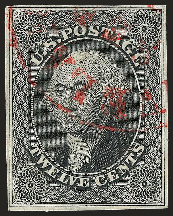 12c Black (17).> Ample margins all around, <deep red> Cleveland O. circular datestamp, Very Fine, with 1991 P.F. certificate