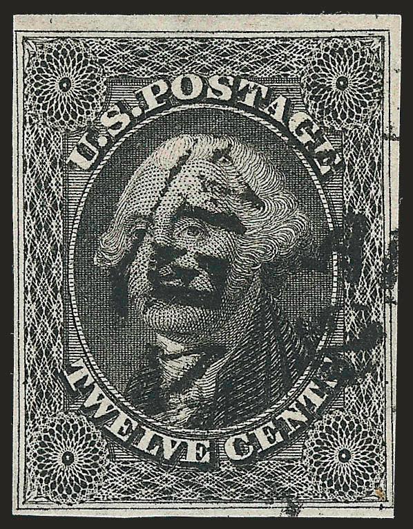 12c Black (17).> Position 54L1, clear to large margins, clear impression, circular datestamp, Very Fine