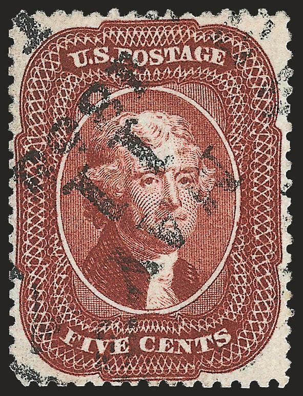5c Red Brown (28).> Exceptionally well-centered, beautiful bright color, neat 1859 circular datestamp, Very Fine and choice, with 2003 P.S.E. certificate