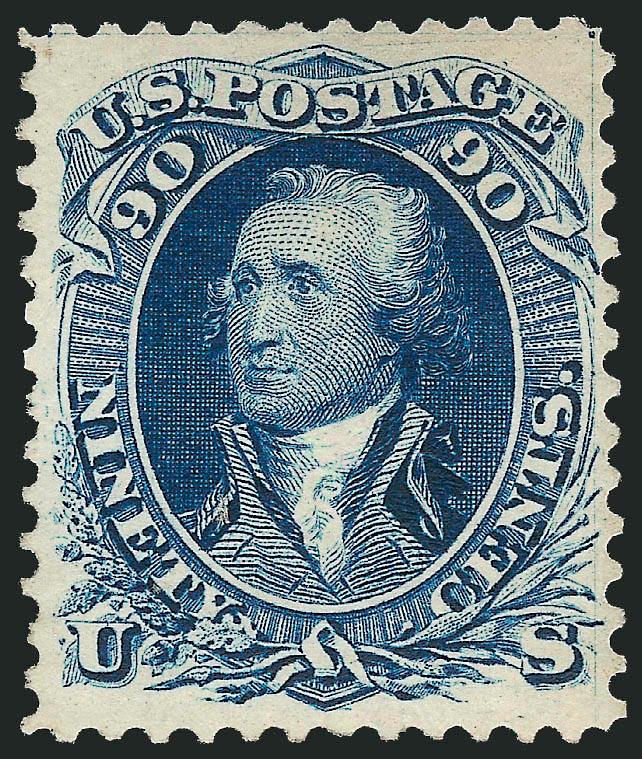90c Blue, Re-Issue (111).> Unused (no gum), brilliant color, reperfed at right, Very Fine appearance, with 2000 P.S.E. certificate
