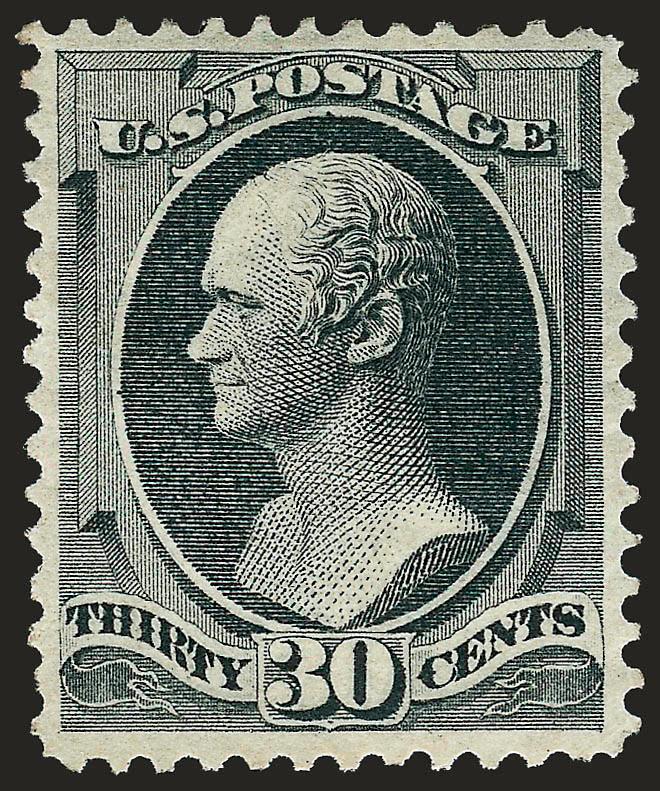 30c Gray Black (165).> Original gum, charcoal gray shade, fine impression on fresh paper<><>^EXTREMELY FINE. AN OUTSTANDING ORIGINAL-GUM EXAMPLE OF THE 30-CENT 1873 CONTINENTAL PRINTING. A SUPERB STAMP IN EVERY
RESPECT.^<><>When it comes to namin