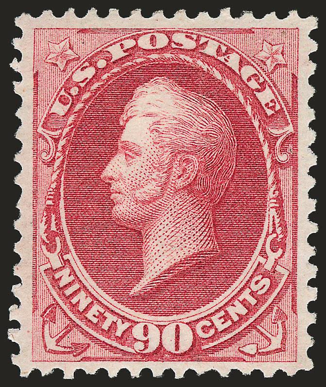 90c Rose Carmine (166).> Original gum, gorgeous bright color and proof-like impression, unusually fresh<><>^EXTREMELY FINE. AN EXCEPTIONALLY CHOICE ORIGINAL-GUM EXAMPLE OF THIS 1873 CONTINENTAL BANK NOTE
COMPANY HIGH VALUE.^<><>With 2007 P.F. cer
