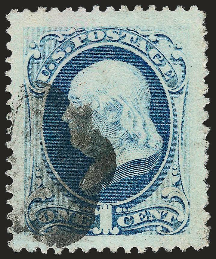 1c Dark Ultramarine (182).> Enormous Jumbo margins, lovely pastel color, cork cancel, Extremely Fine Gem, with 2008 P.S.E. certificate (XF-Superb 95 Jumbo SMQ $185.00 as 95, $590.00 as 98)