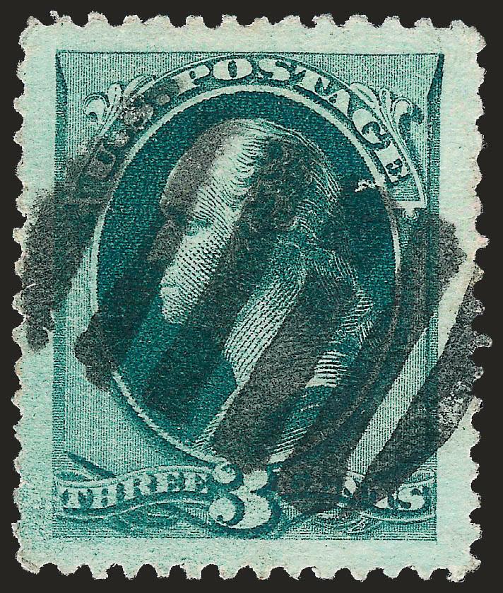 3c Green (184).> Incredibly wide Jumbo margins, bright color, unusual elongated frameless grid cancel, Extremely Fine Gem, with 2008 P.S.E. certificate (XF-Superb 95 Jumbo SMQ $135.00 as 95, $470.00 as
98)
