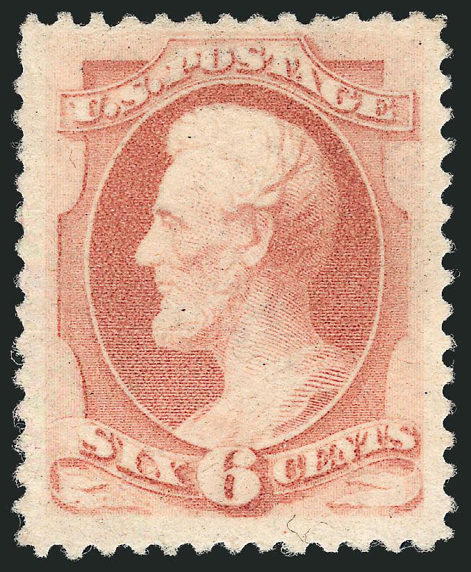 6c Pink (186).> Original gum, lightly hinged, bright color, choice centering, trivial natual inclusion, Very Fine and choice