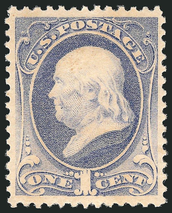 1c Gray Blue (206).> Mint N.H., brilliant color, well-proportioned margins, Extremely Fine, a pretty stamp, with 1996 P.S.E. certificate